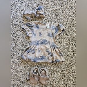 Kate Quinn bubble top with shoes and bow 6-12 months